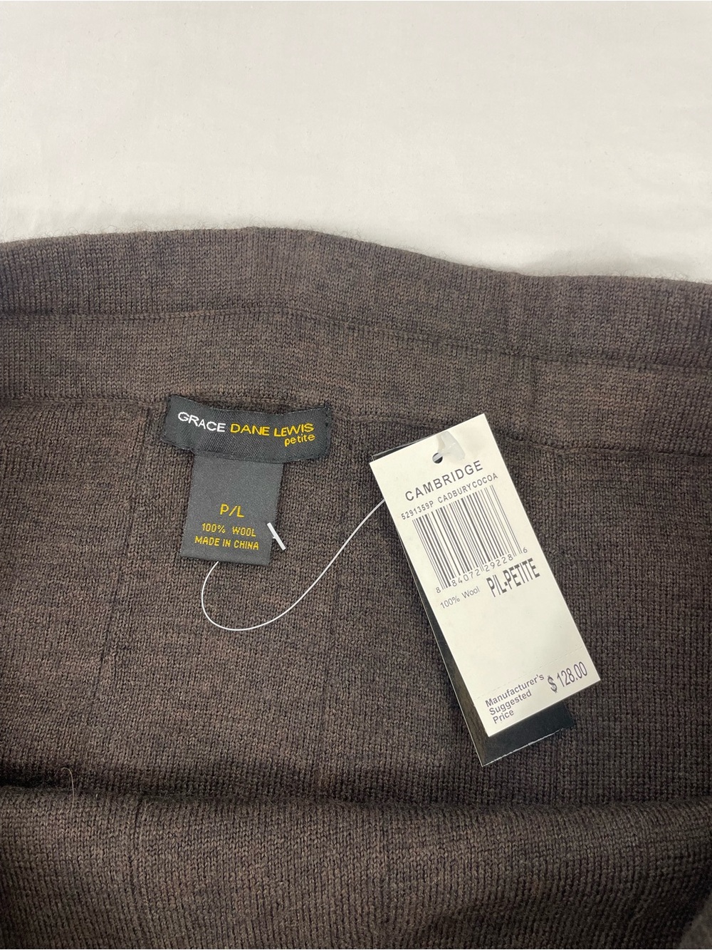 Grace Dane Lewis Petite 100% Wool Brown Knit A-Line Midi Skirt P/L NWT - Picture 3 of 6